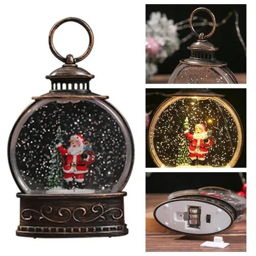 LED Christmas Snow Globe Lantern With Flickers and Glitter For Home And Party Decoration