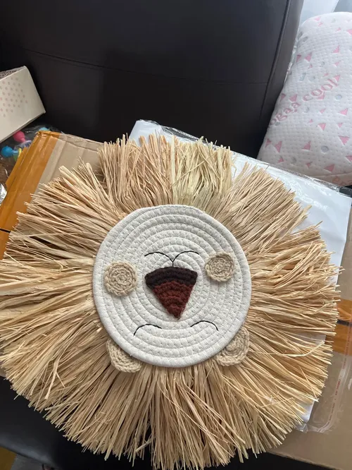 Nordic Woven Cotton Thread Lion Head Wall Hanging Decor For Nursery Baby Room photo review