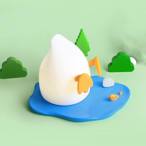 Rechargeable Duck Shaped LED Night Light for Kids, USB Charge, Dimmable, Phone Holder, Baby Gift, High Quality