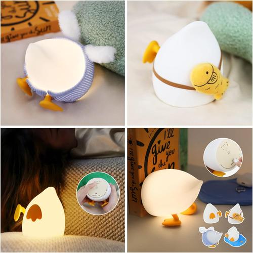 Rechargeable Duck Shaped LED Night Light for Kids, USB Charge, Dimmable, Phone Holder, Baby Gift, High Quality