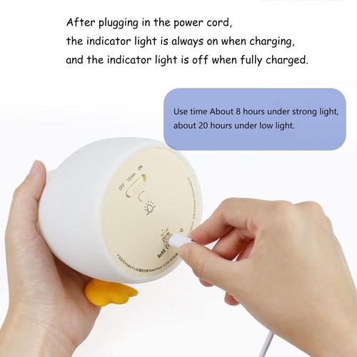 Rechargeable Duck Shaped LED Night Light for Kids, USB Charge, Dimmable, Phone Holder, Baby Gift, High Quality