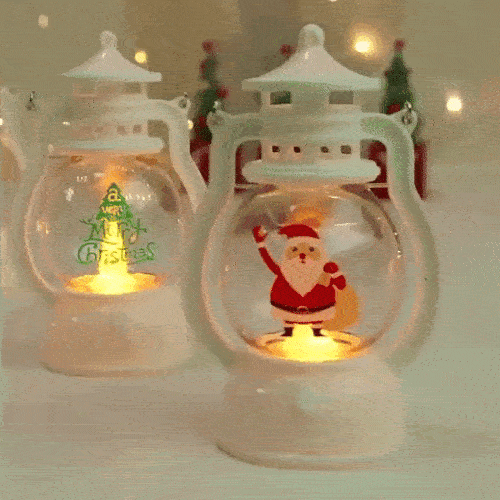 Portable LED Christmas Lanterns With Santa Claus Design For Home And Party Decoration