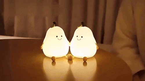 7-Color Dimmable USB Rechargeable Touch LED Pear Fruit Night Light For Bedroom Bedside Decoration