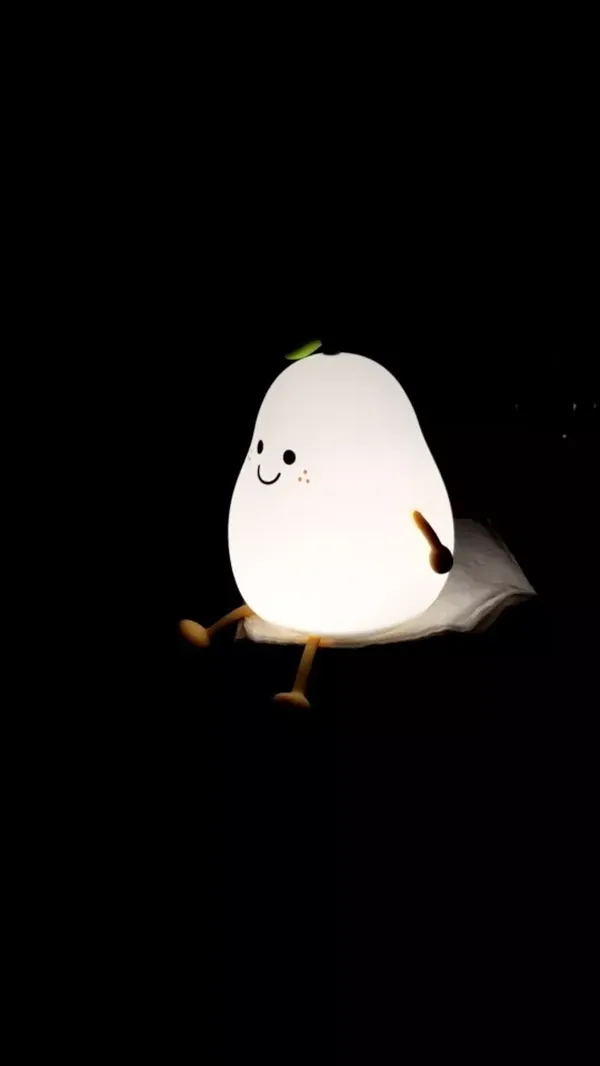 7-Color Dimmable USB Rechargeable Touch LED Pear Fruit Night Light For Bedroom Bedside Decoration photo review