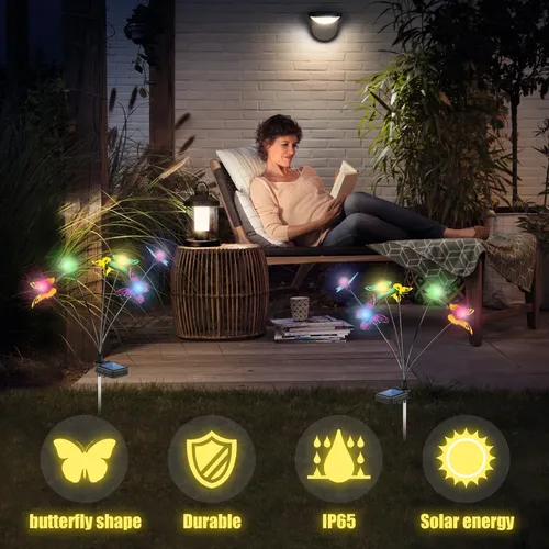 Solar Path Lights, Waterproof Outdoor Garden Decor, Butterfly, Courtyard, Lawn Decor Lamp