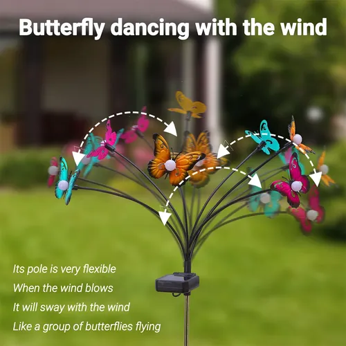 Solar Path Lights, Waterproof Outdoor Garden Decor, Butterfly, Courtyard, Lawn Decor Lamp