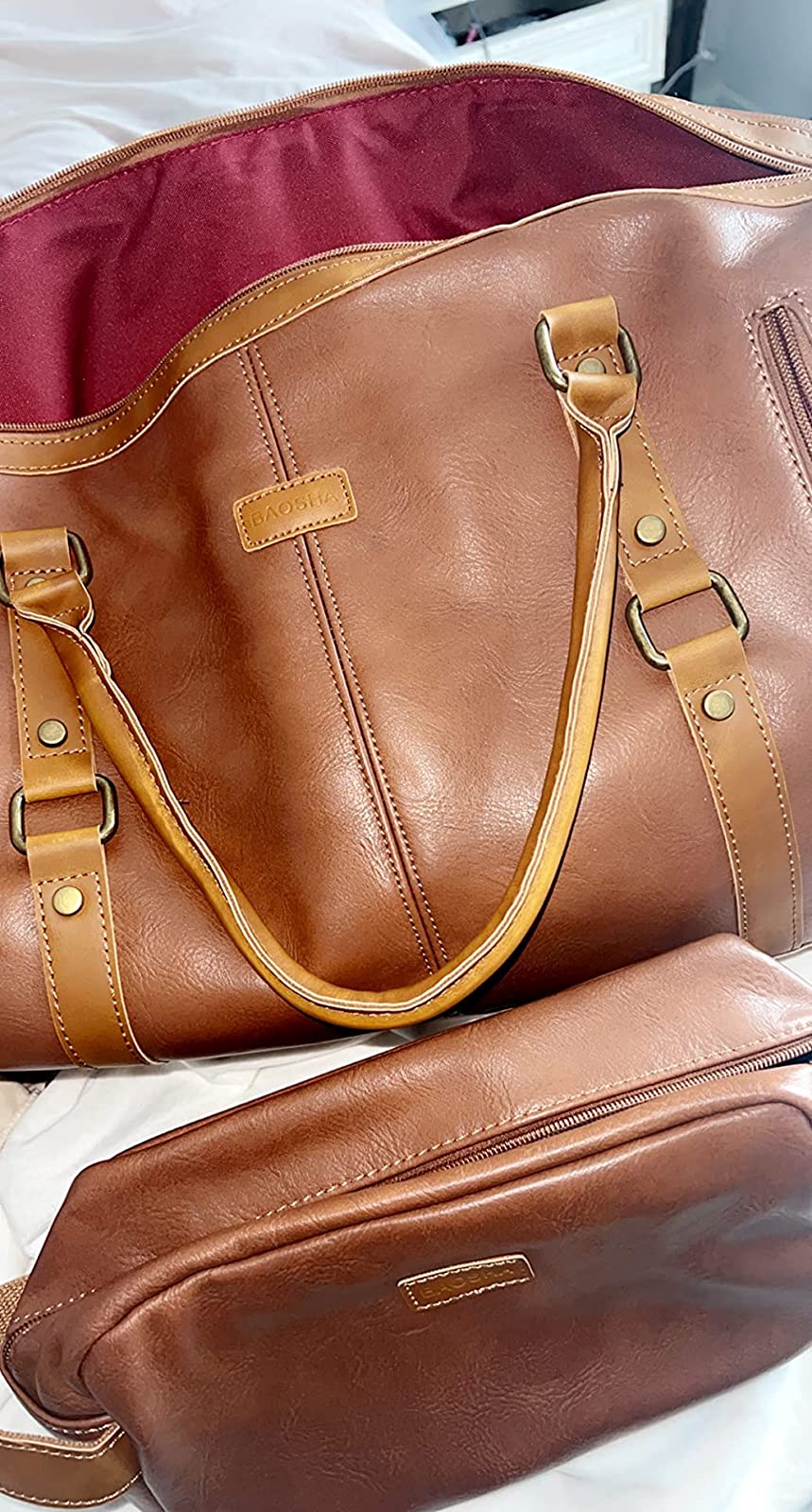Mens Weekend Bag Vintage Crazy Horse Genuine Leather Mens Travel Duffel Bag photo review