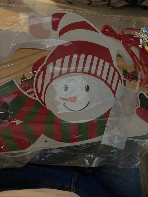 Merry Christmas Paper Banner With Santa Claus And Snowman For Home Decoration photo review