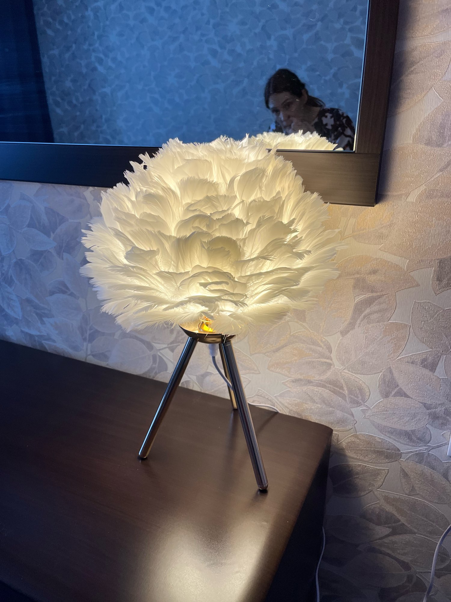Modern Feather LED Table Lamp for Bedroom, Study, Dining Room, Hotel photo review