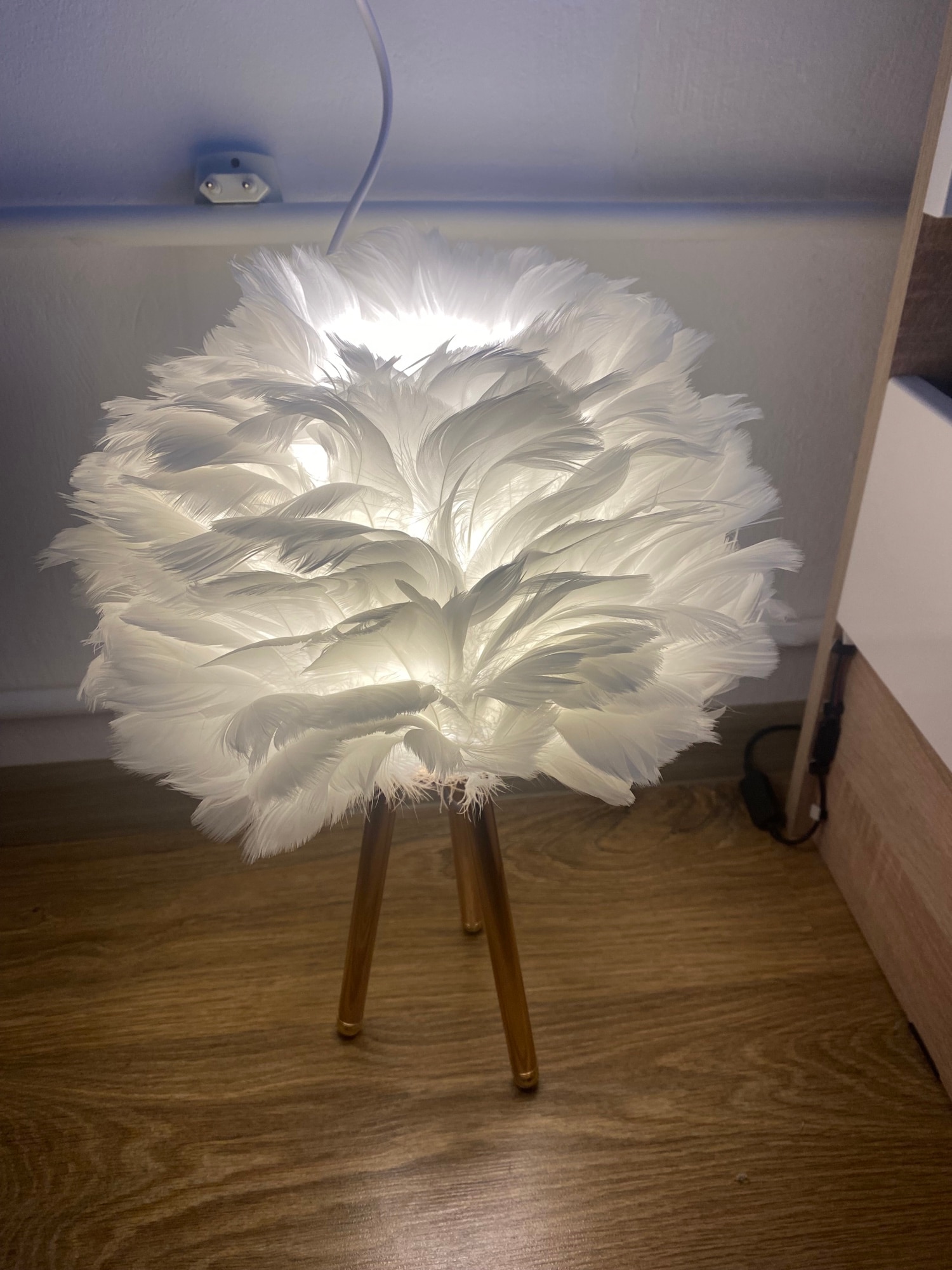 Modern Feather LED Table Lamp for Bedroom, Study, Dining Room, Hotel photo review