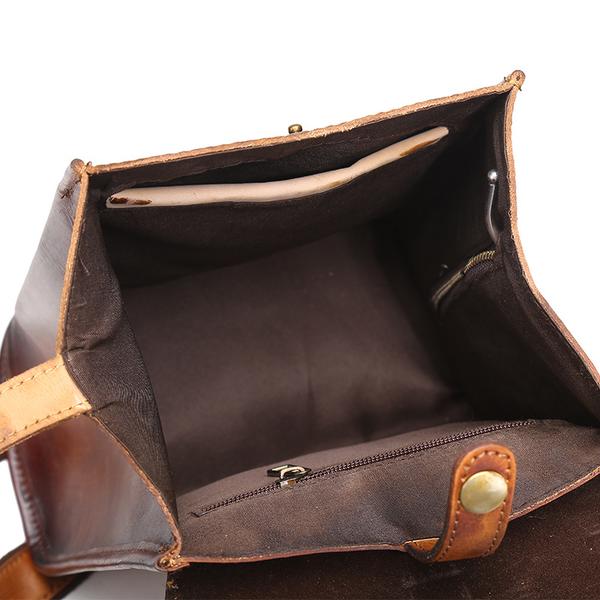 Simple Design Genuine Leather Backpack For Women