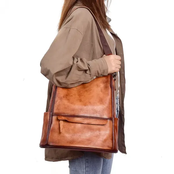 Ladies Genuine Leather Anti-Theft Travel Backpack