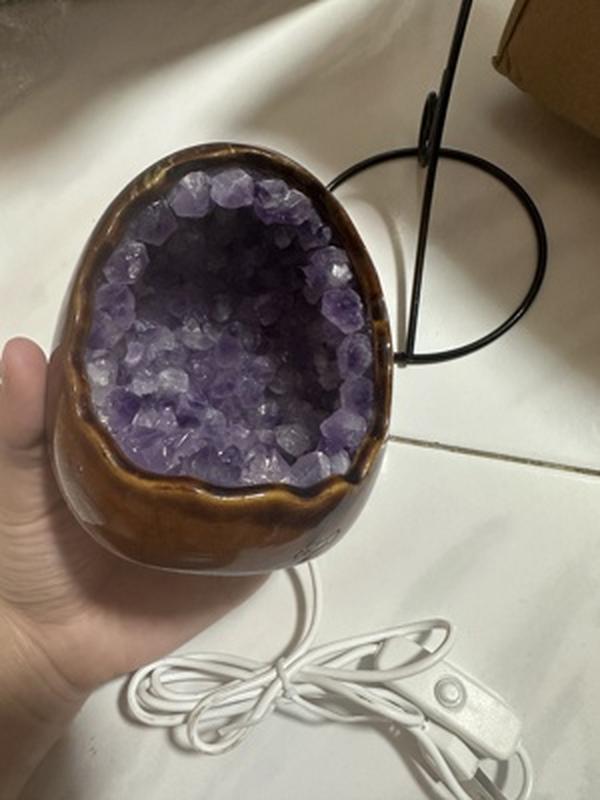 Natural Amethyst Cave Table Lamp With Dinosaur Egg For Home Decoration photo review