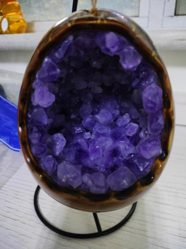 Natural Amethyst Cave Table Lamp With Dinosaur Egg For Home Decoration photo review