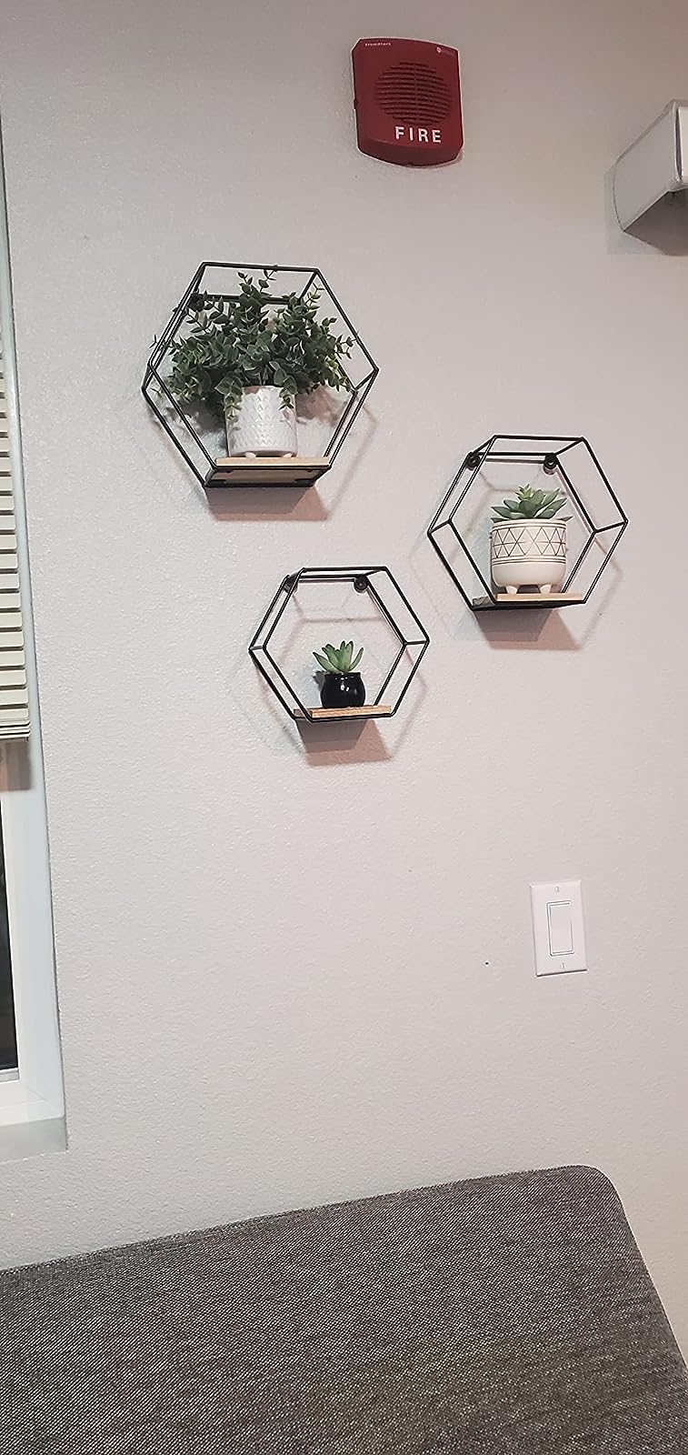 Hexagonal Shelves On Wrought Iron Wall photo review