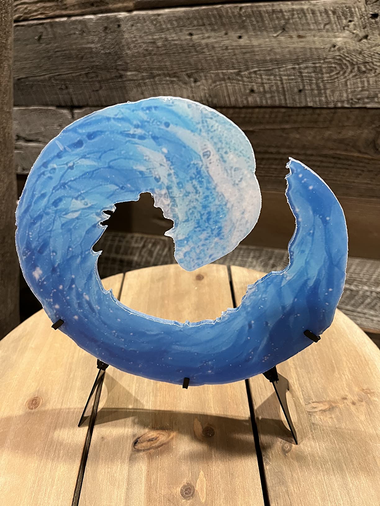 Sea wave fusion glass sculpture, wave art craft ornaments photo review