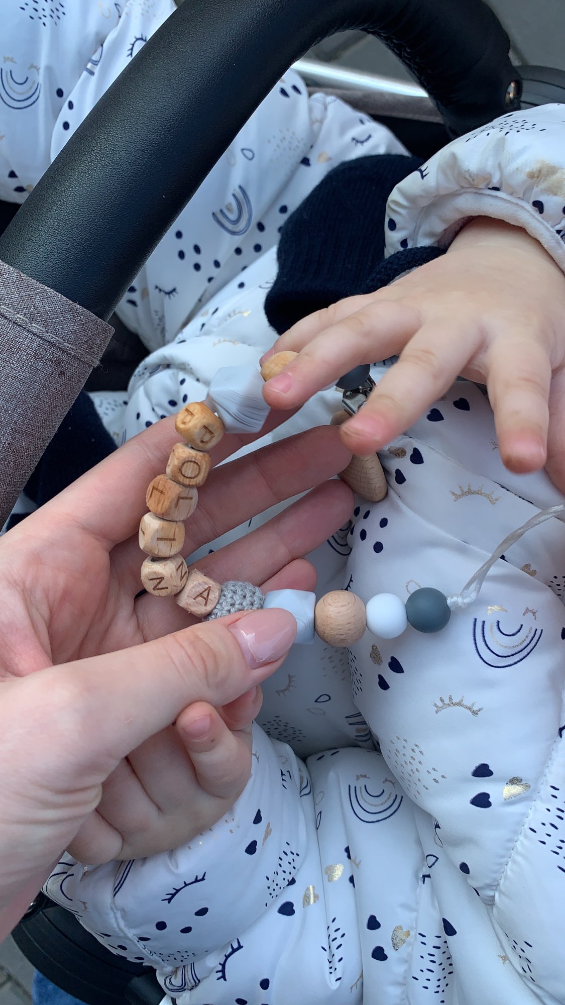 Personalized Wooden Teething Toy with Pacifier Clip photo review