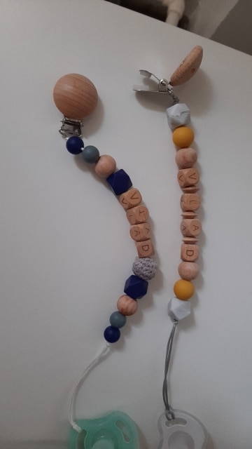 Personalized Wooden Teething Toy with Pacifier Clip photo review