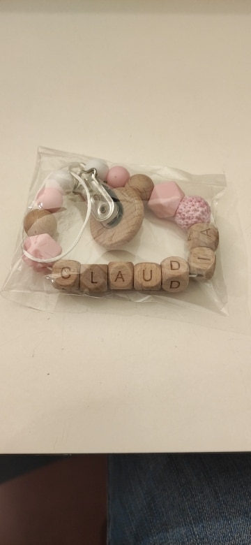 Personalized Wooden Teething Toy with Pacifier Clip photo review