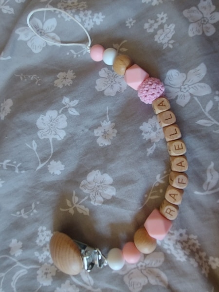 Personalized Wooden Teething Toy with Pacifier Clip photo review