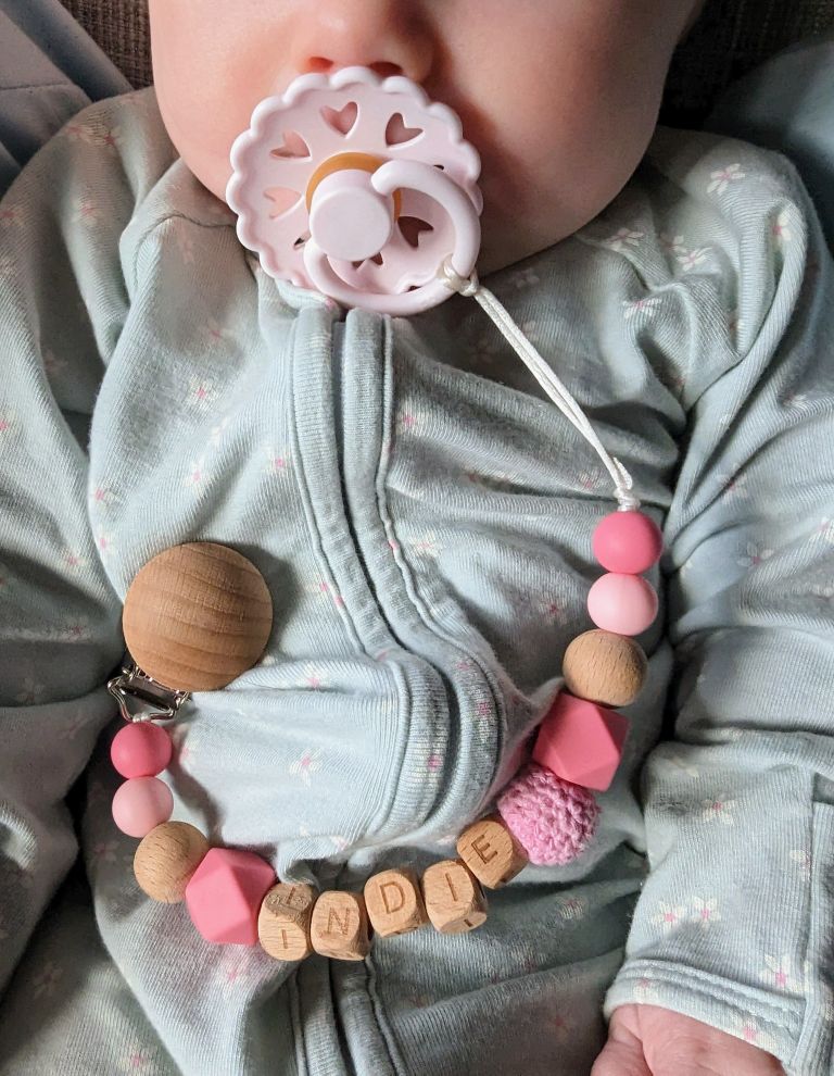 Personalized Wooden Teething Toy with Pacifier Clip photo review