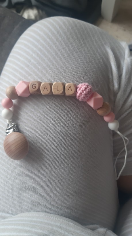 Personalized Wooden Teething Toy with Pacifier Clip photo review