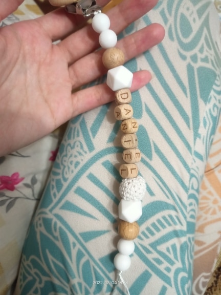 Personalized Wooden Teething Toy with Pacifier Clip photo review