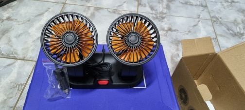 Portable 360° Rotating Car Fan with Dual Heads for Dashboard, RV, Truck photo review