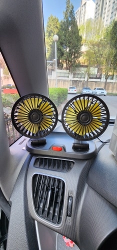 Portable 360° Rotating Car Fan with Dual Heads for Dashboard, RV, Truck photo review