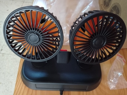 Portable 360° Rotating Car Fan with Dual Heads for Dashboard, RV, Truck photo review