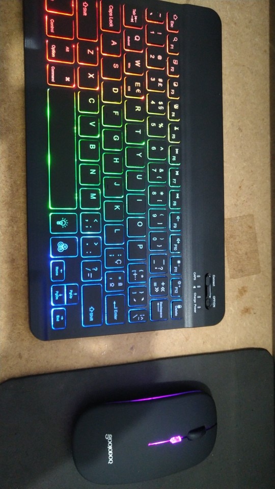 Rainbow Backlit Wireless Mouse Keyboard photo review