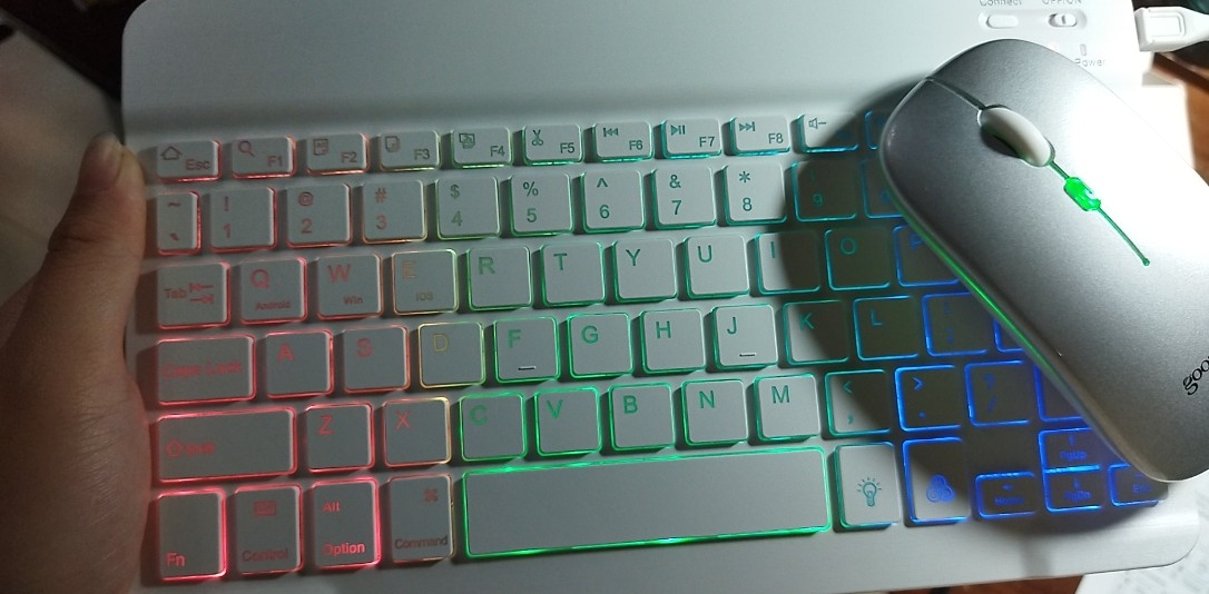Rainbow Backlit Wireless Mouse Keyboard photo review