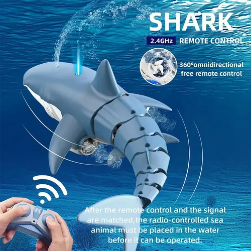 Remote Control Shark Robot With Water Spray For Kids