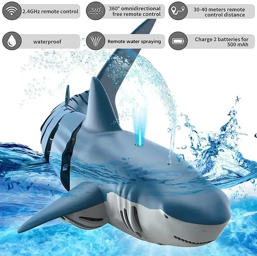 Remote Control Shark Robot With Water Spray For Kids