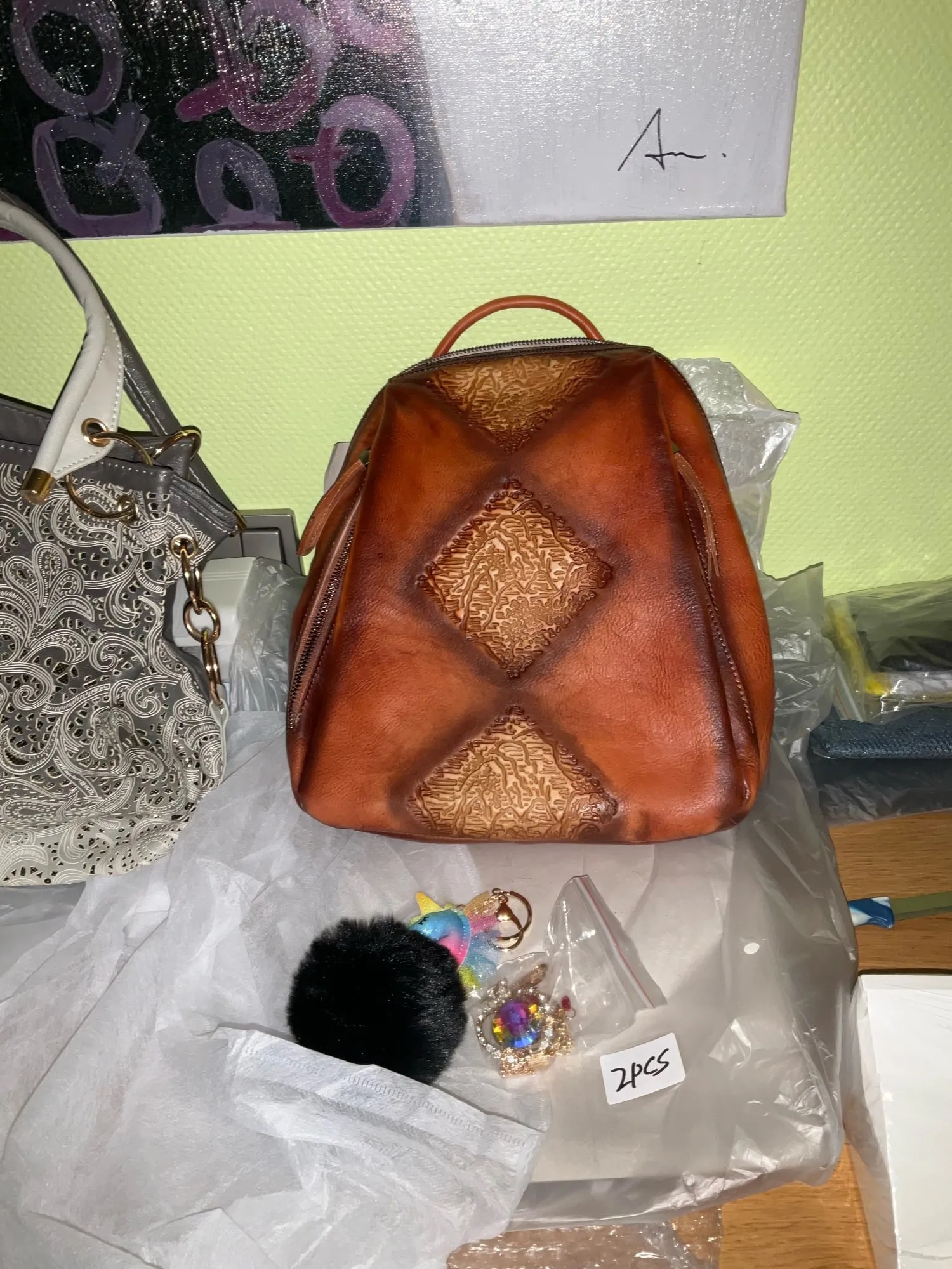Cowhide Women's Backpack Convenience Patterns photo review