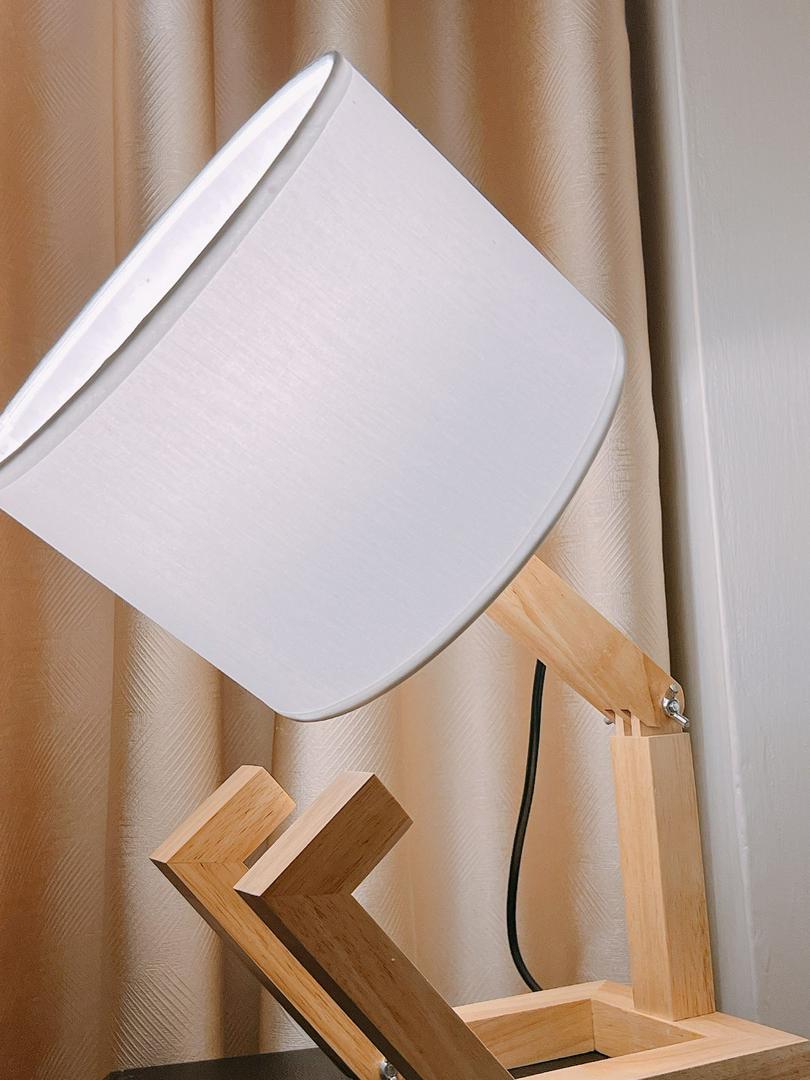Creative Robot Wooden Table LED Flexible Living Room Table Lamp photo review