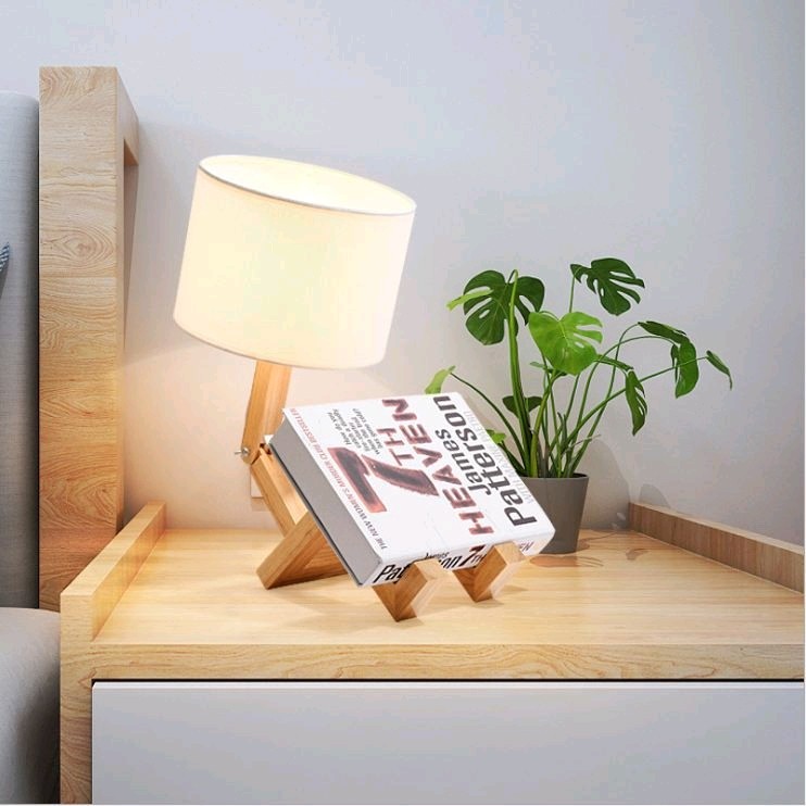 Creative Robot Wooden Table LED Flexible Living Room Table Lamp photo review