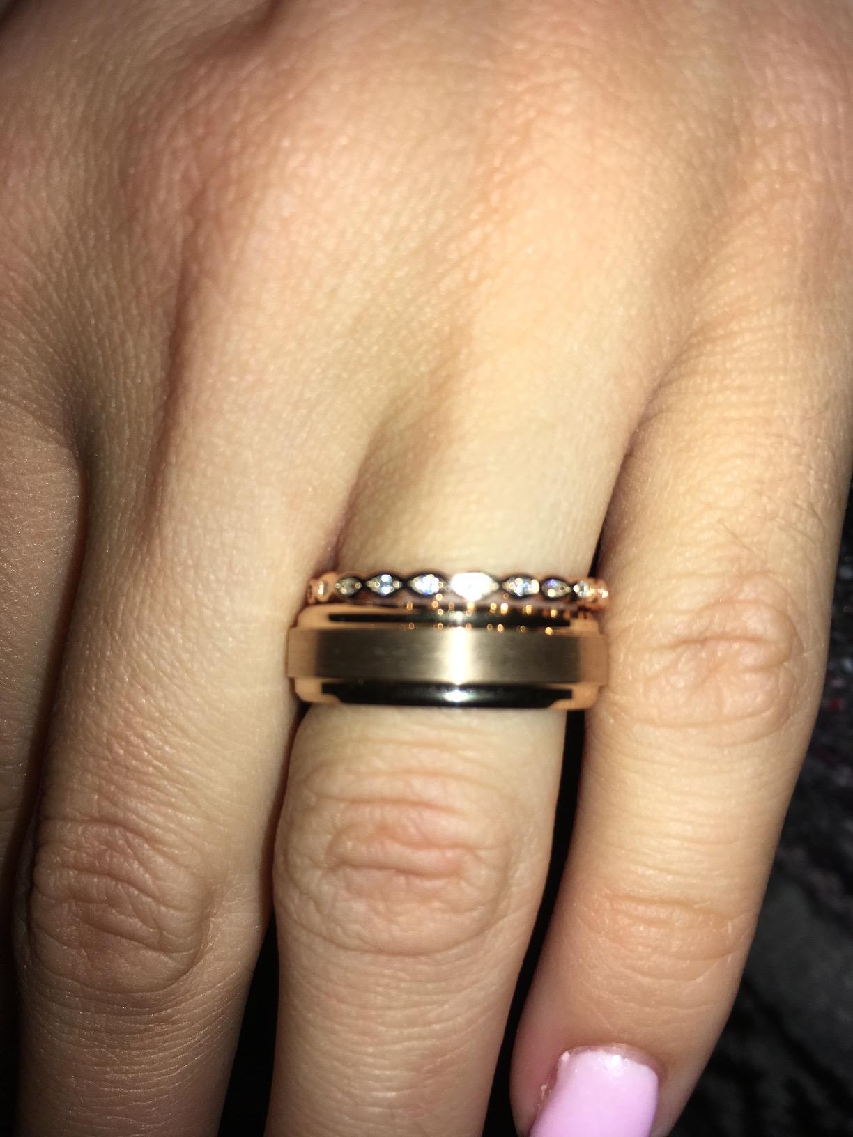 Rose Gold Tungsten Wedding Band, Brushed And Polished Comfort Fit photo review