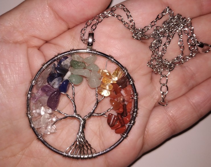 Seven Chakra Crystal Stone Tree Of Life Copper Necklace photo review