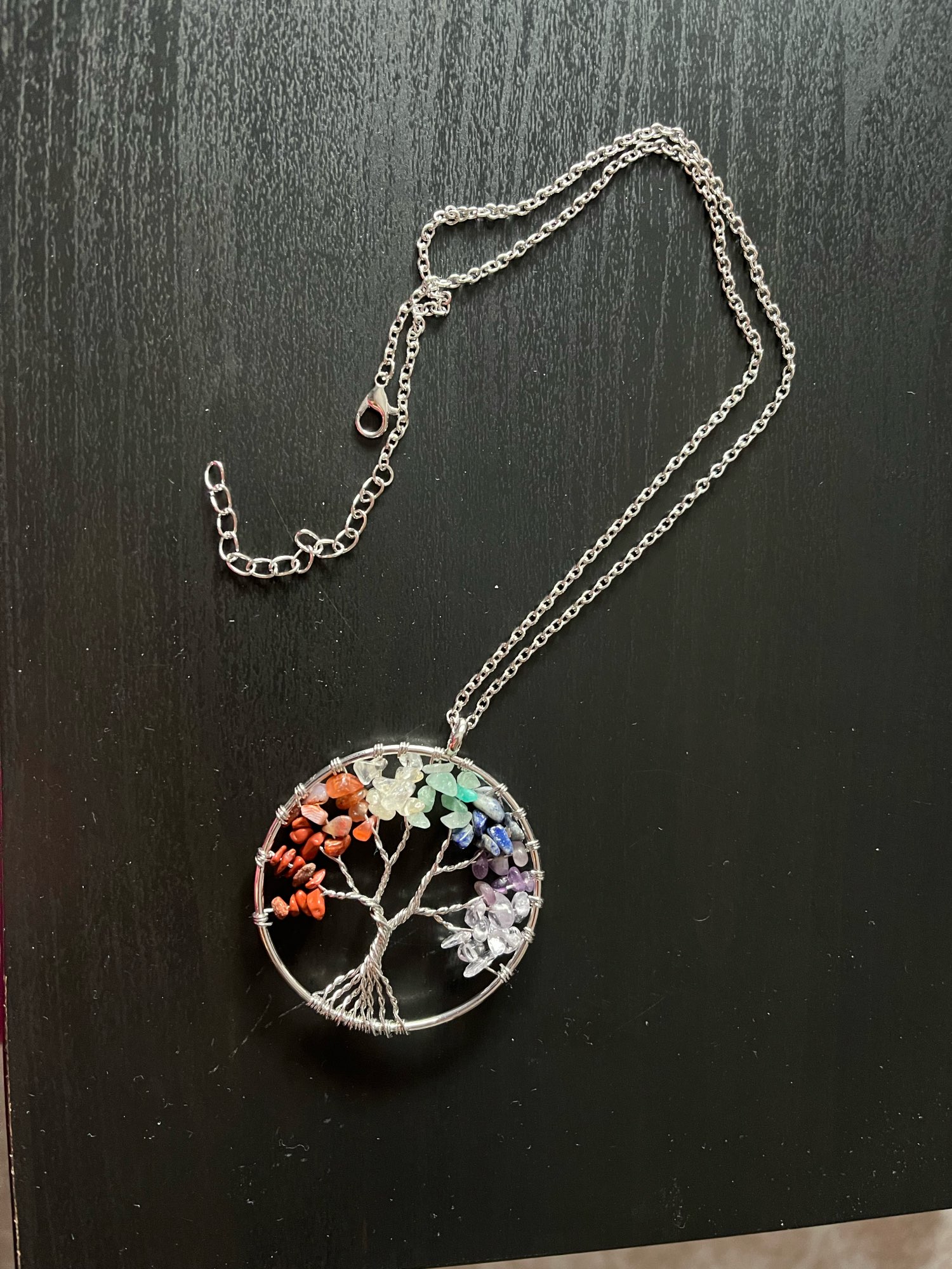 Seven Chakra Crystal Stone Tree Of Life Copper Necklace photo review