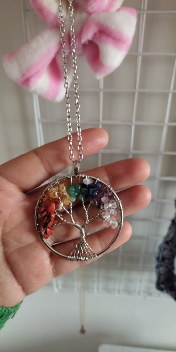 Seven Chakra Crystal Stone Tree Of Life Copper Necklace photo review