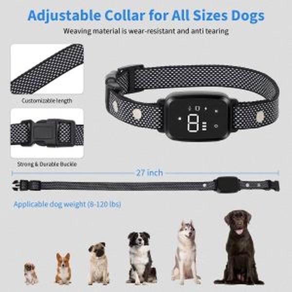 Rechargeable Smart Automatic Anti-Barking Dog Collar With HD Digital Display And Waterproof