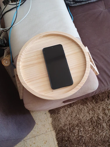 Foldable Bamboo Sofa Armrest Tray with Legs - Storage & Serving photo review