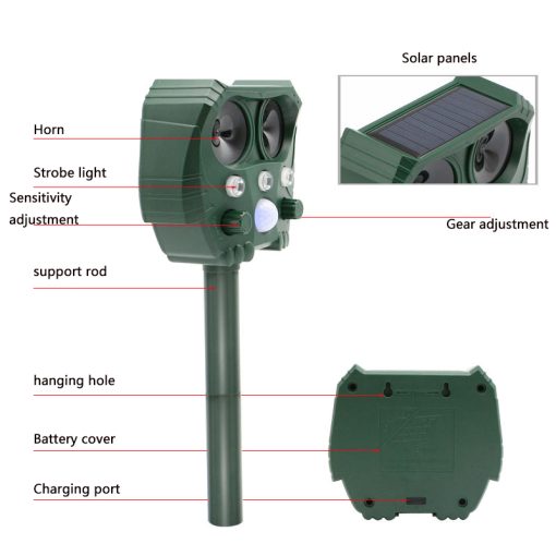 Solar Bird Repeller with LED Flashing Light