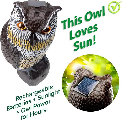 Solar Powered Owl Statue Repeller Birds for Garden Yard