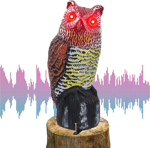 Solar Powered Owl Statue Repeller Birds for Garden Yard