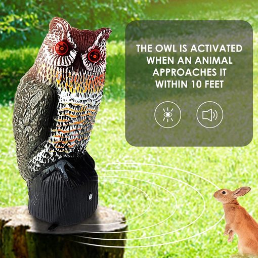 Solar Powered Owl Statue Repeller Birds for Garden Yard