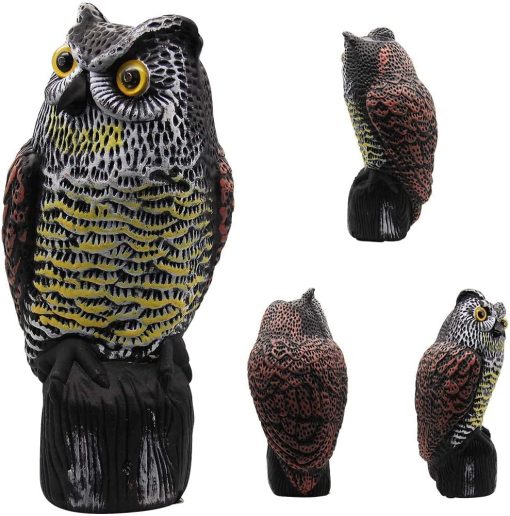 Solar Powered Owl Statue Repeller Birds for Garden Yard