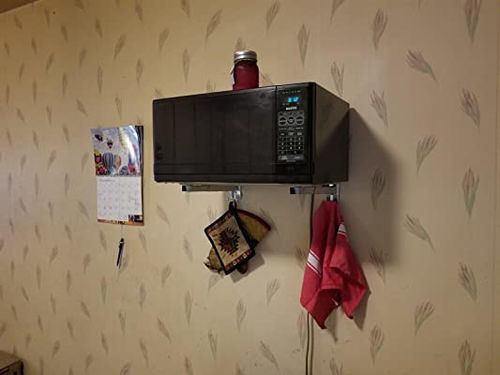 Microwave Oven Rack Wall Mounted Stainless Steel Foldable Holder photo review