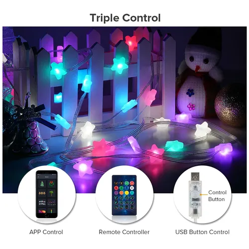 Dream Color RGB LED Strip Lights, Star, Strawberry, Rugby, Room, USB, Remote Control